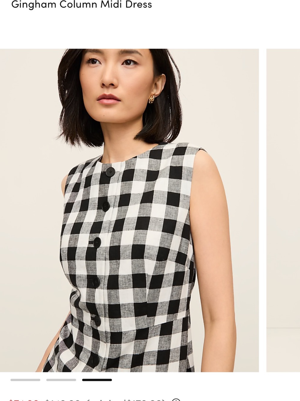 Ann Taylor Black and White Gingham column  Midi Dress